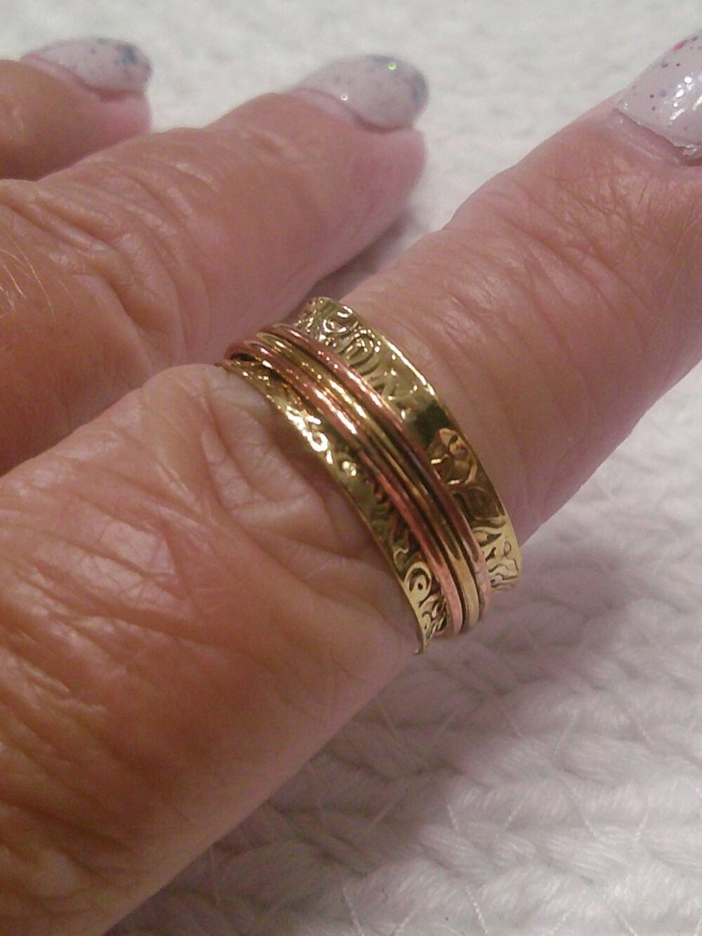 Unique GOLD and COPPER Handmade Spinner Ring Size 9.5 #123F